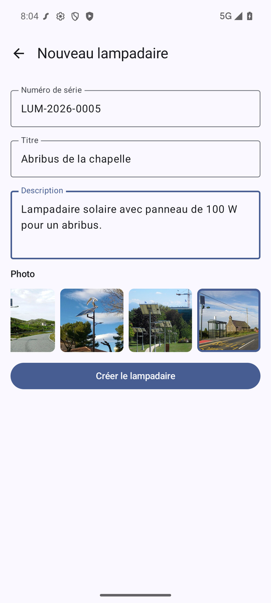 L'application Android : l'ajout d'un lampadaire