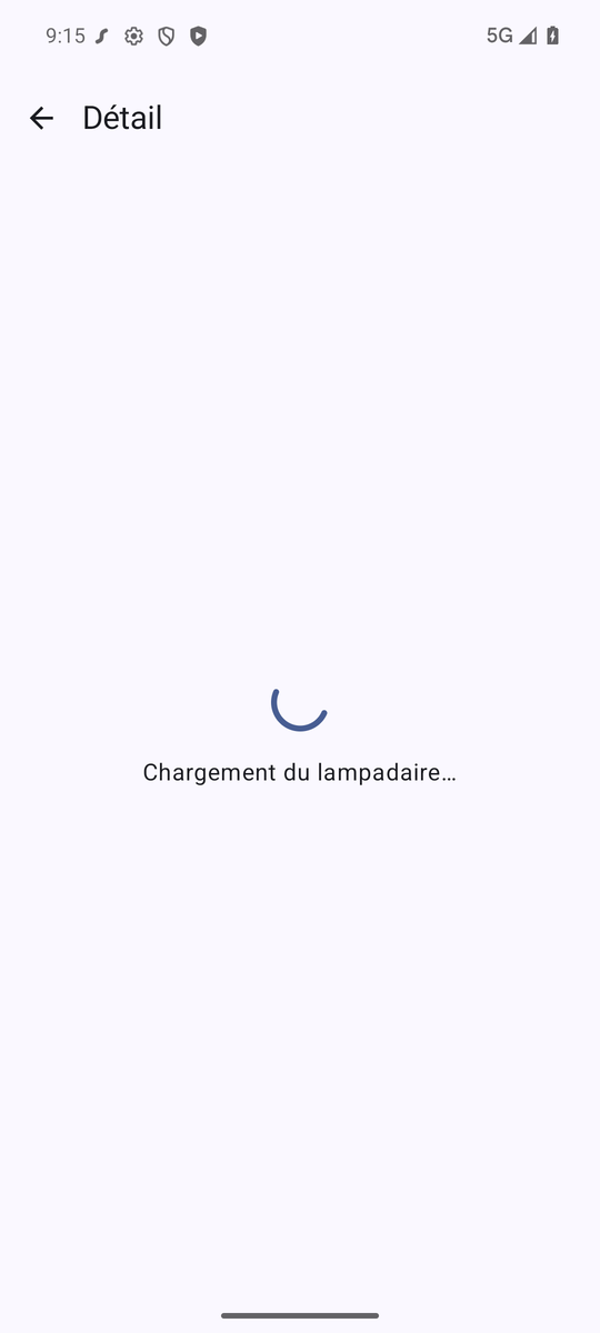 L'écran détail pendant la requête GET /v1/lampadaires/3