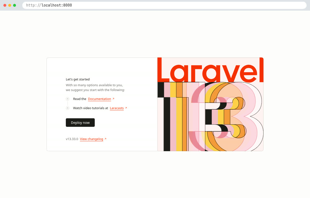 Le projet Laravel servi par la dev-box, affiché dans le navigateur