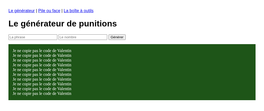 Le générateur de punitions en Laravel