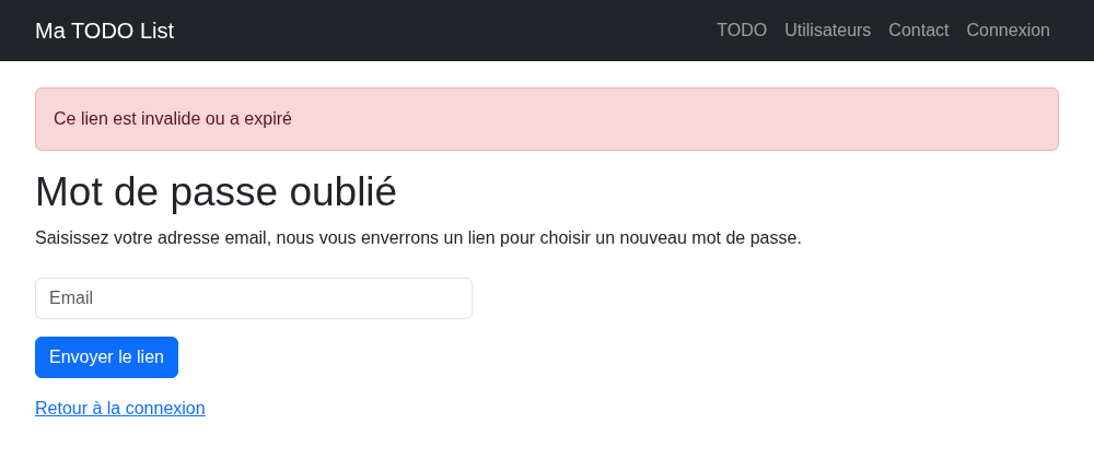 Lien invalide ou expiré
