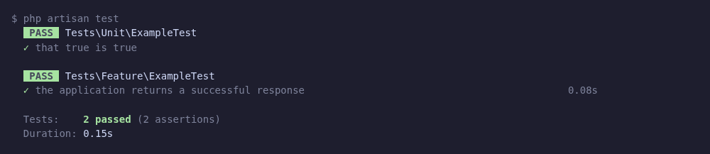 Les deux tests d'exemple passent