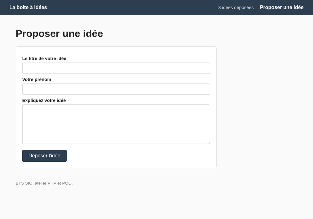 Le formulaire pour proposer une idée
