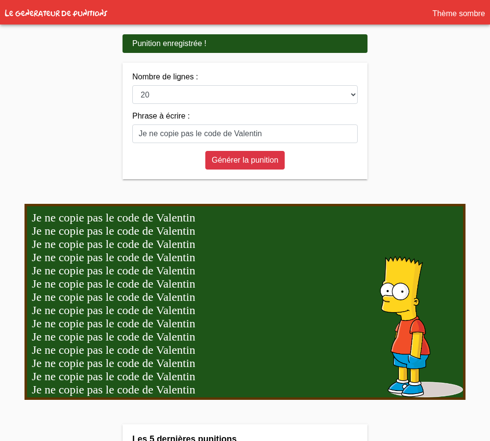Le message flash après la redirection