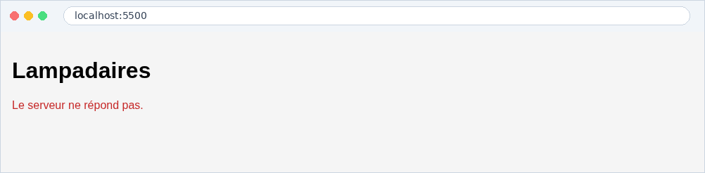 La page n'affiche que le message d'erreur
