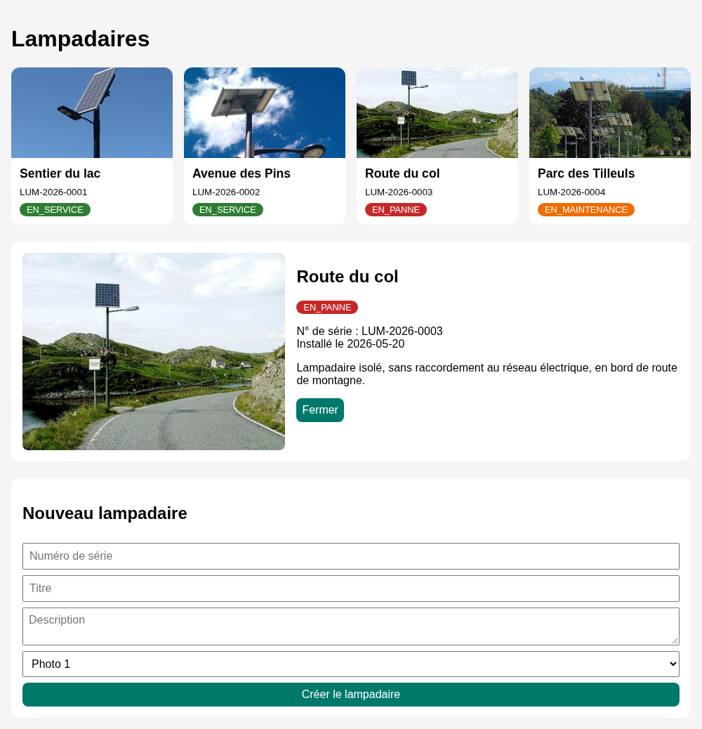 Le détail du lampadaire de la route du col, affiché sous la liste
