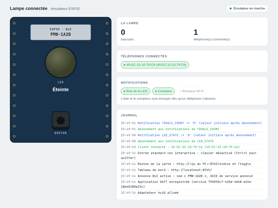 Le téléphone est connecté et a activé les notifications
