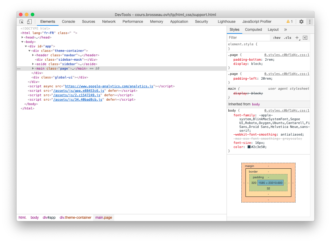 Inspecteur d'éléments